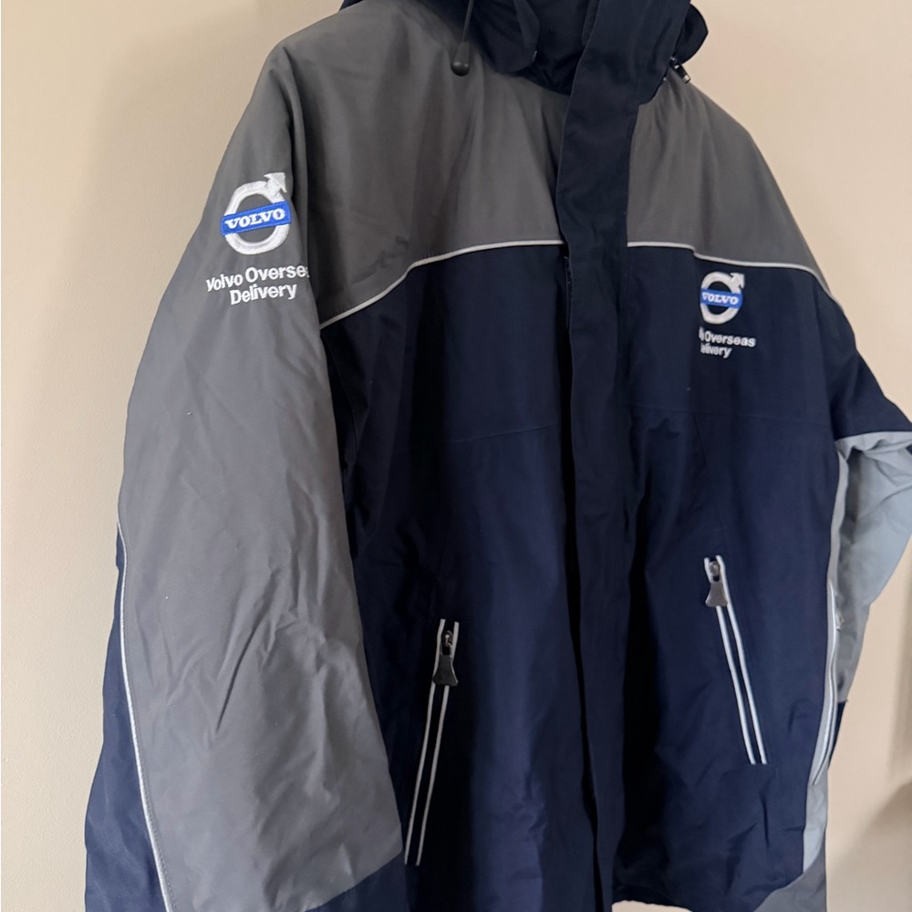 Volvo Men's Blue and Gray Ski Jacket Rare OEM Winter Coat Warm